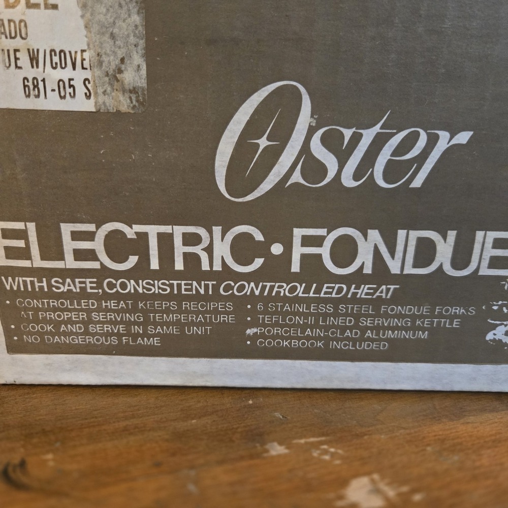 Oster Electric Fondue Warmer Hot Plate Avocado Green MCM Vintage Tested W/ Forks - Picture 3 of 16